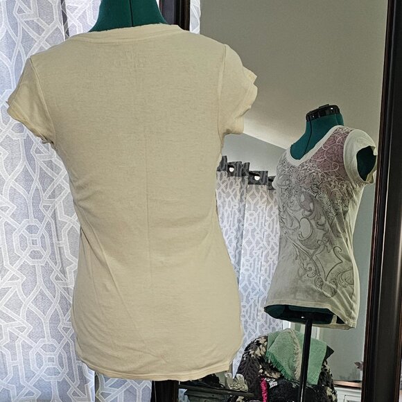 Mudd Black Patterned Short‑Sleeve Top – Size L - Picture 3 of 5